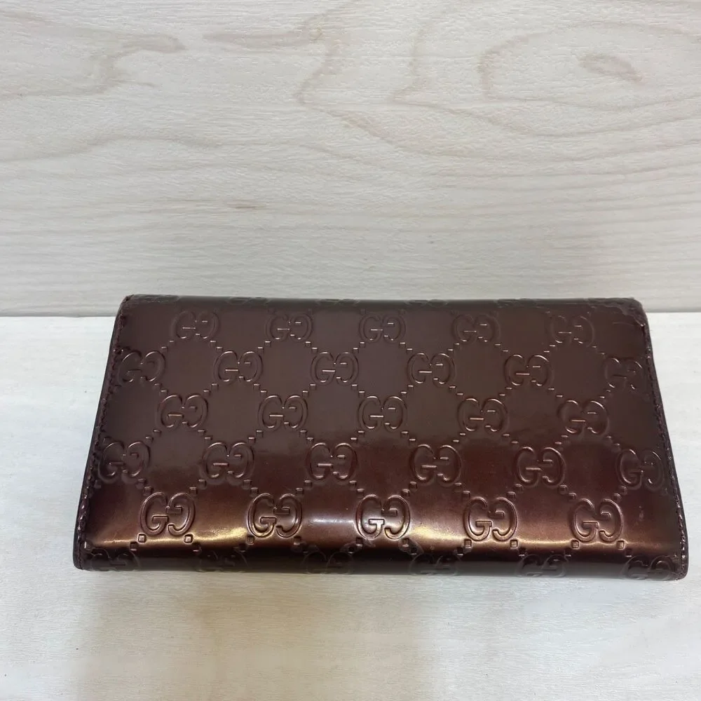 Gucci Shiny Guccissima Lovely Heart Continental Wallet in metallic burgundy - Picture 3 of 13